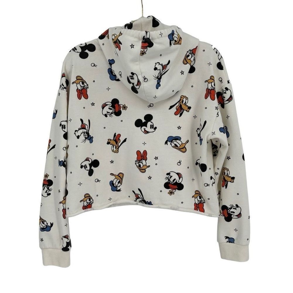 Disney Mickey Mouse &‎ Friends Cropped Turtleneck Hoodie Sweatshirt Medium - Picture 5 of 9